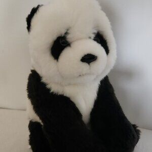 FAO Schwarz 10" Panda Bear Sitting Plush Black White Stuffed Animal